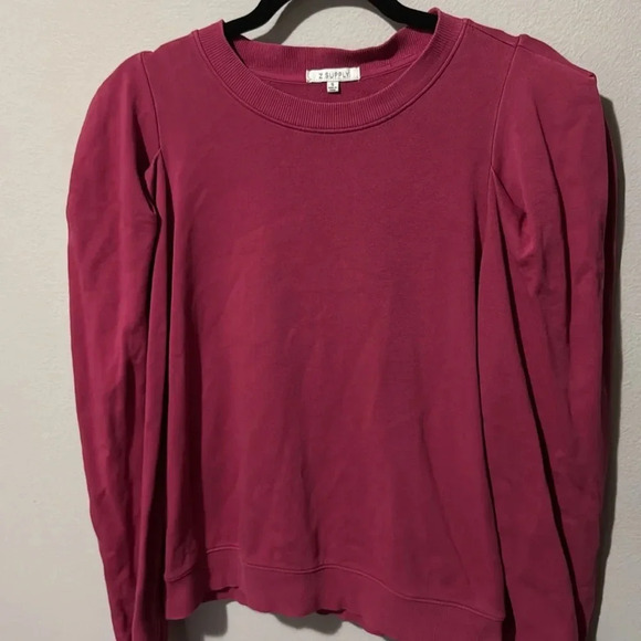 Z Supply Crew Neck pullover Sweatshirt, small. EUC. Dark pink. 100% cotton. - Picture 5 of 8